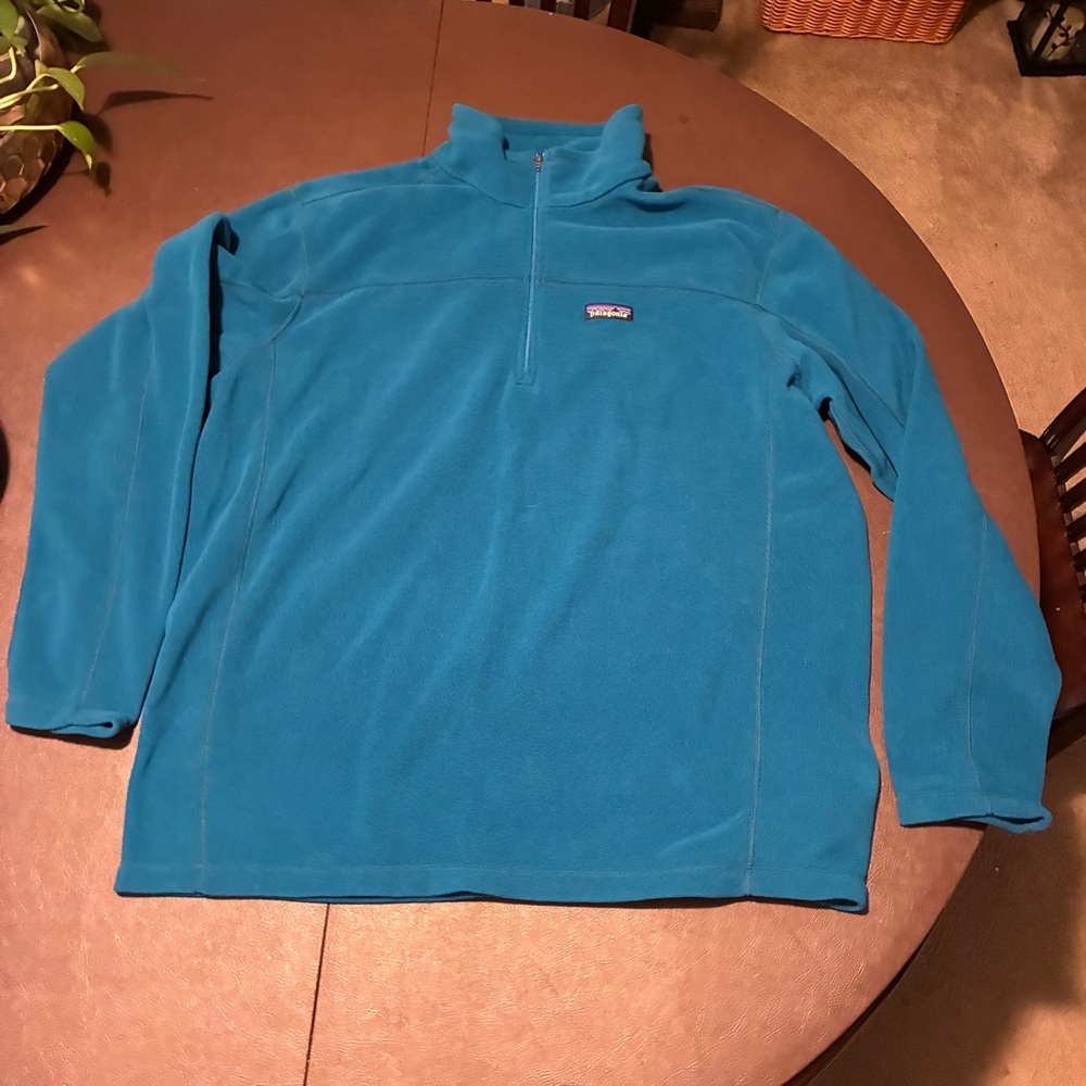 Patagonia Pullover Men's Extra XL Blue Lightweight Fleece Polyester 1/4 Zip*